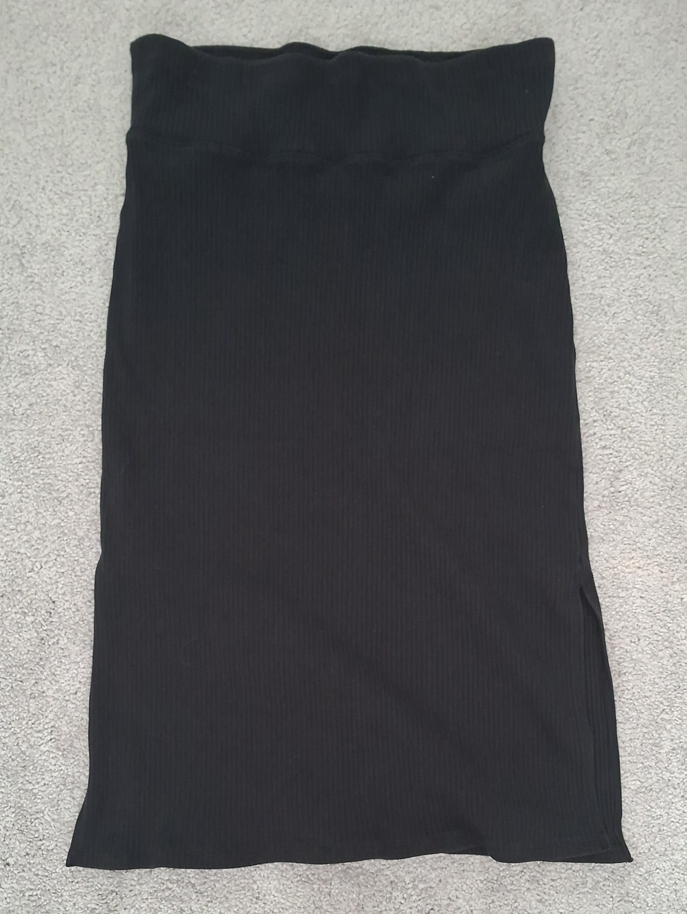 aerie Black Ribbed Midi Pencil Skirt